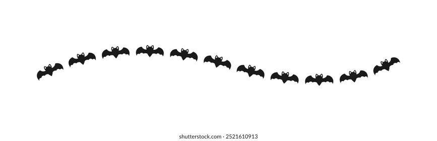 Separator Border illustration line of bat icon silhouette pattern for Halloween day concept of autumn season