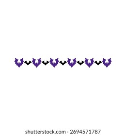 Separator Border Line With Bats, icon pattern for Halloween day. Vector Illustration