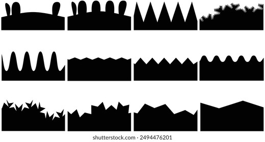 Separator header for app website. Website border and header set with drops, waves, organic and geometric shapes. Isolated vector template for website, app, poster, banner. Eps 10.
