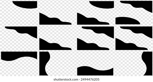 Separator header for app website. Website border and header set with drops, waves, organic and geometric shapes. Isolated vector template for website, app, poster, banner. Eps 10.