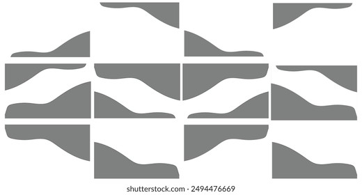 Separator header for app website. Set of separators shapes for website. Curve Lines, Drops, Wave and triangular dividers for Top or Bottom Page. Frame of header. Eps 10.