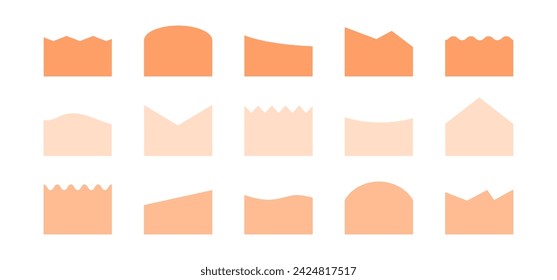 Separator header shape, template design top page website, divider header web banner, border curve, section peach fuzz colour frame isolated on white background. Modern vector illustration