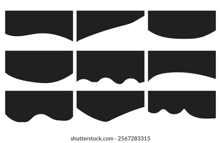 Separator header shapes for website with curve, triangle, waves lines. Set of webpage template for app, ui, banner, menu. vector