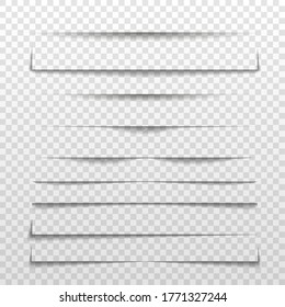 Separator line or shadow divider for web page. Page dividers. Realistic isolated shadow. Vector illustration