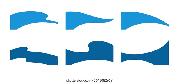 Separador, separação de uma página da Web, banner, local para o título, texto. Formas onduladas abstratas, vetor. Um conjunto de elementos de fundo em branco modernos para design, decoração, cartão de visita, cartaz, plano 