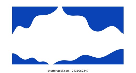 Separator shapes for website. Curve lines, wave frame for page isolated on white. Vector blue illustration