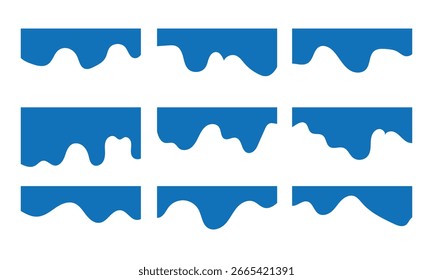 Formas de separadores para o conjunto de apresentações do site. Linhas de Curva, Ondas, Quedas e divisores triangulares para Página Superior ou Inferior. Quadro do cabeçalho em eps 10.