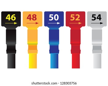 Separators sizes. Business dividers for clothes hangers. Vector illustration.