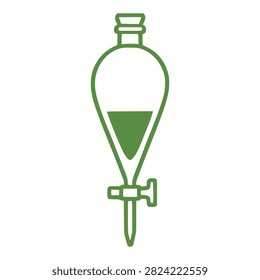 Separatory Funnel Filled With Green Liquid Solution