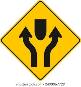 separeted highway begin 1 direction, divider coming up ahead, divided road, divided highway begins, warning sign,Traffic Sign , Vector, symbol, transport icon