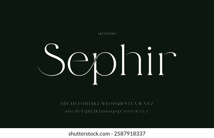 Sephir-Regular vector font alphabet with numbers