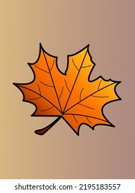 Sepia Autumn Maple Leaf on a gradient background