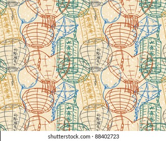 sepia chinese lights seamless pattern