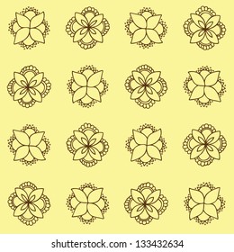 sepia seamless pattern with flowers