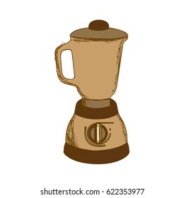 sepia silhouette with kitchen blender vector illustration
