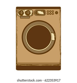 sepia silhouette with washing machine vector illustration
