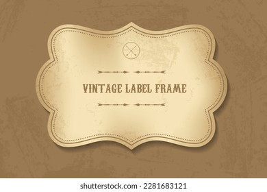 sepia vintage texture label frame vector design template, old gold foil background label sticker, papyrus scroll, Paper Americana, ornate label, decorative vintage frame and retro badge, element