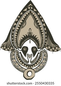 Sepik, Papúa Nueva Guinea, patrón de talla, bilum y diseño de concha