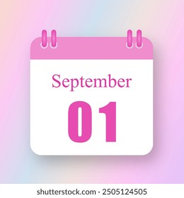 Septiembre 01 Fecha En El Calendario Rosa