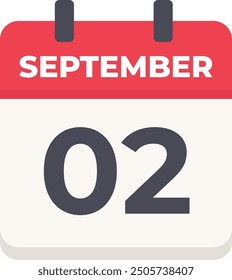 September 02 - Daily Calendar Icon in flat design style