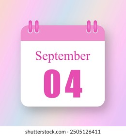 September 04 Date On Pink Calendar