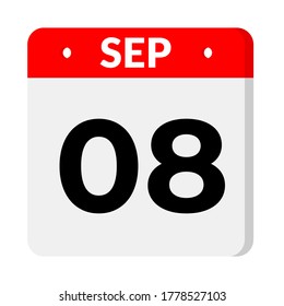 september 08 flat calendar icon with shadow