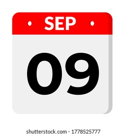 september 09 flat calendar icon