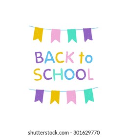 September 1. "back to school" between the flags. Vector banner to knowledge day holiday.