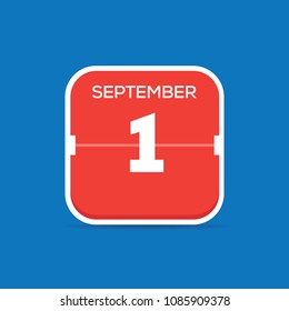 September 1 Calendar Flat Icon