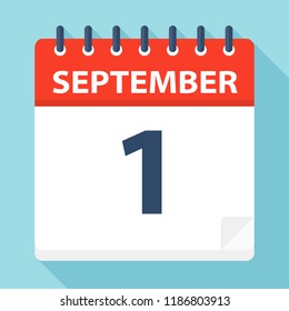 September 1 - Calendar Icon - Vector Illustration