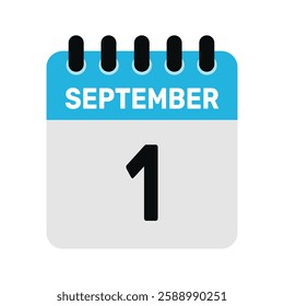 september 1 calendar icon Vector page month design illustration