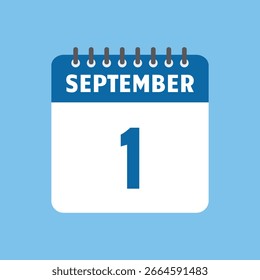 september 1 kalender symbol vektor seite monat design