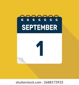 Ilustración vectorial de iconos de calendario del 1 de septiembre con diseño