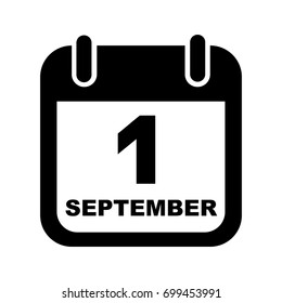 September 1 calendar vector flat icon.