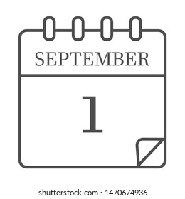 September 1,  calendar  vector icon