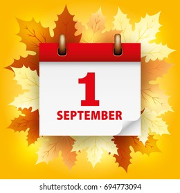 September 1. Daily calendar. Vector illustration