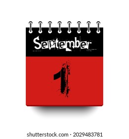 September 1. Design pattern  on an isolated background. Calendar icon. Date and day, month. Holidays in September. Vector illustration