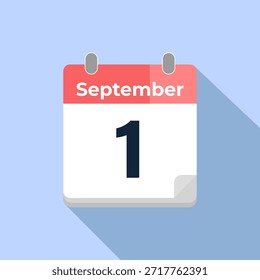 Calendario de Vector del 1 de septiembre
Calendario de Vector moderno de color plano con fecha