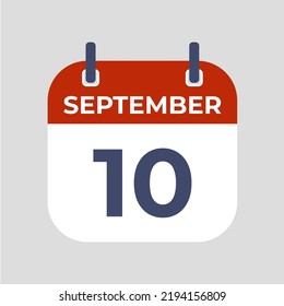 September 10.The best of Flat icon calendar isolated on gray background. illustration symbol template in trendy style. Can be used for many purposes.