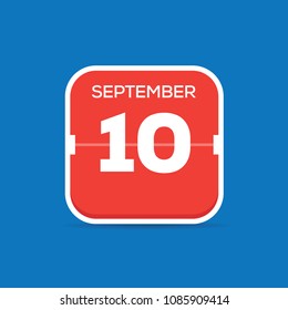 September 10 Calendar Flat Icon