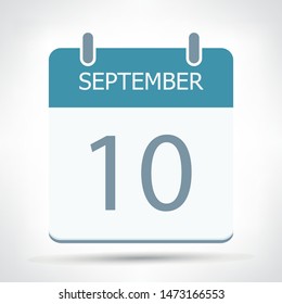 September 10 - Calendar Icon - Calendar flat design template - Business vector illustration.