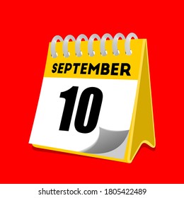 September 10 Calendar Icon Vector Illustration