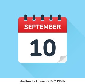September 10 - Calendar icon vector.