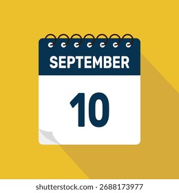 10. September Kalender-Symbol, Vektorgrafik mit Design