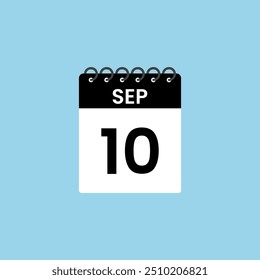 Recordatorio del calendario del 10 de septiembre. 10 de septiembre Fecha Mes Calendario icono de diseño Plantilla.