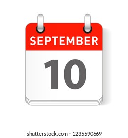 September 10 date visible on a page a day organizer calendar