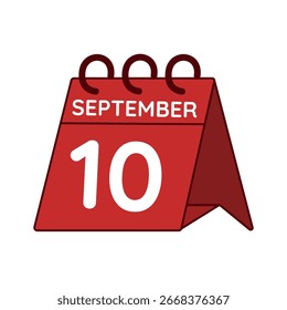 september 10 desk calendar vector on white background
Vector red calendar flat icon