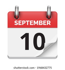 September 10 flat daily realistic calendar icon date vector image