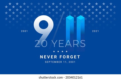 September 11, 2001 - 9 11 Memorial. Patriot Day 20 Years conceptual illustration for poster, banner - vector