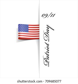 September 11, 2001. Patriot Day of USA.Vector illustration on white background. Left flag for right page